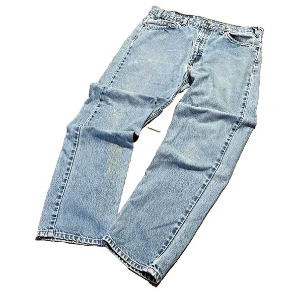 Vintage 90s Distressed Levis 505 Orange Tab Regular Straight Leg Jeans 35 x 30 - Picture 8 of 14